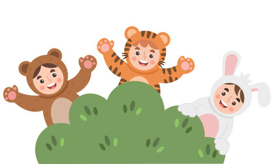 Illustration of children in animal costumes