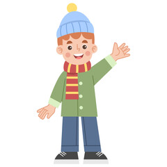 Illustration of Boy Wearing Winter Clothes