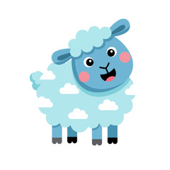 Obraz premium Delightful Sky Blue Sheep Illustration with Cloud-Like Wool and Cheerful Expression