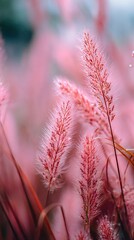 Pink Grass Plumes - A Soft and Dreamy Botanical Close-Up.