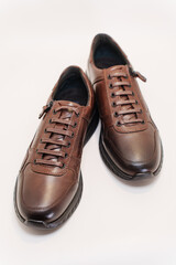 Stylish brown leather sneakers for casual wear