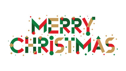Festive Merry Christmas Greeting: A vibrant, geometric illustration spells out Merry Christmas with playful fonts, evoking the joy and cheer of the holiday season.