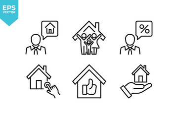Set of line icons Real estate. Outline icons collection stock illustration