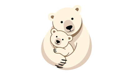 Mother's Embrace: Tender moment of a mother polar bear cuddling her cub, a testament to the warmth of familial love.