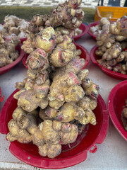 Ginger roots at the market
