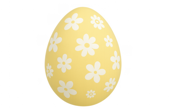 Easter egg with yellow color and flower pattern - Powered by Adobe