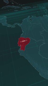 Vertical portrait, zoom in to the map of Ecuador, with text and textless