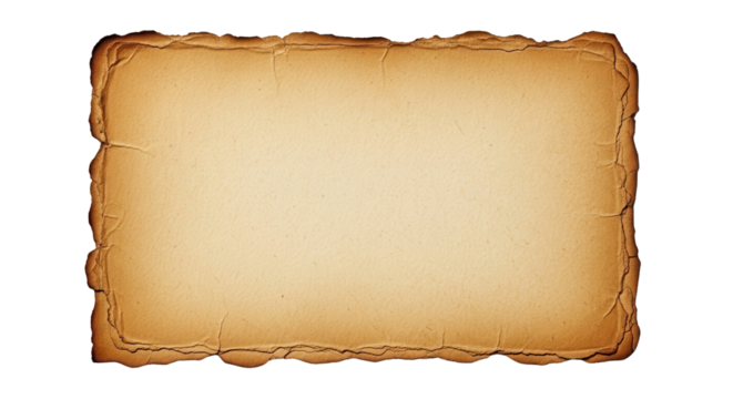 Vintage burnt paper texture isolated PNG with Transparent Background