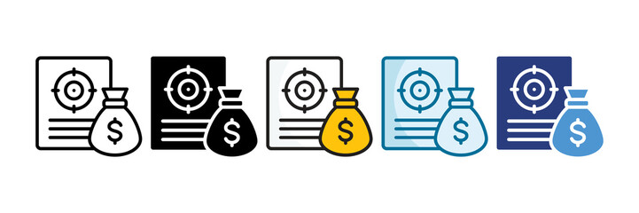 Financial Goals Icon Set Multiple Style Collection