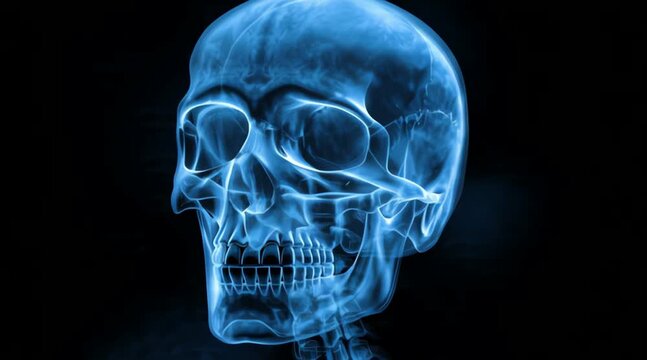 Human Skull X-ray Turning Around &mdash; Video of Medical Radiography of Head Bones