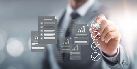 Checklist Completion: Businessman Marking Off Tasks Background