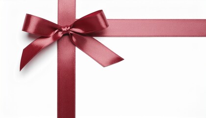 Red Satin Ribbon Bow on White Background - Elegant Gift Wrapping and Celebration Accent
