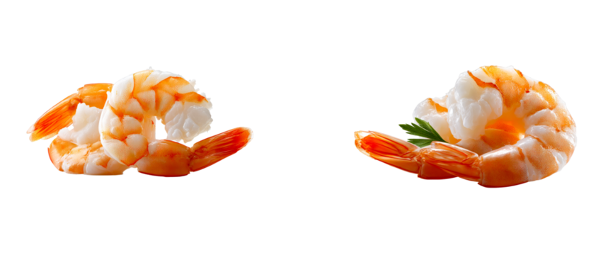 Cooked Shrimp Segment with Parsley Garnish on Black