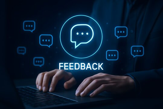 Customer feedback and reviews concept with messaging conversation icons
