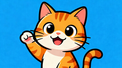 Happy cartoon orange kitten vector say hay!