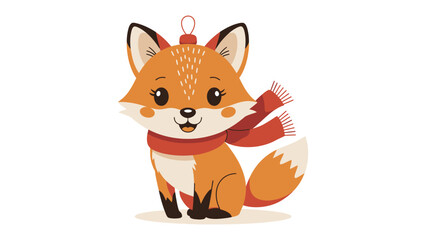 Festive fox: A charming fox, adorned with a cozy scarf, embodies winter cheer with a festive ornament, bringing joy and warmth during the holiday season.