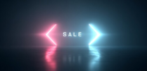 Futuristic glowing arrows leading to SALE text