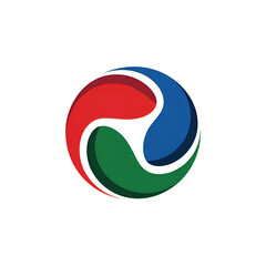Abstract circular logo with three swirling colors isolated on black background isolated on white background isolated on transparent background