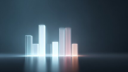 Futuristic glowing bar chart luminous financial economy background