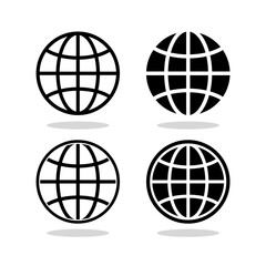 Globe icons set with shadow