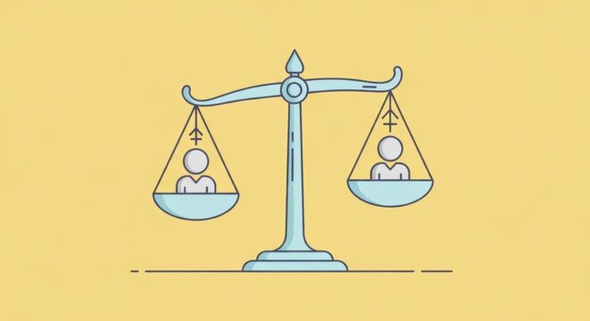 Vector illustration of justice scales weighing internet access against medical care, symbolizing digital and social equality