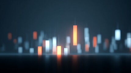 Futuristic glowing candlestick chart digital finance visualization