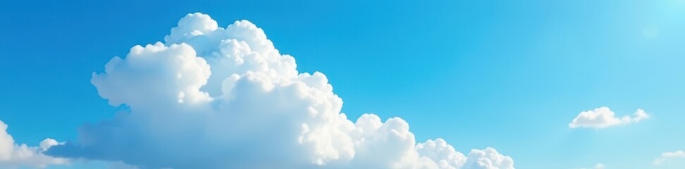 Fluffy white cumulus cloud against vibrant azure sky , background, dreamy, wonder