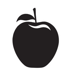 Black and white apple vector illustration in clean minimalist style. Perfect for food design, healthy lifestyle concepts, organic product packaging, and botanical artwork. Isolated silhouette suitable