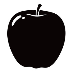 Black and white apple vector illustration in clean minimalist style. Perfect for food design, healthy lifestyle concepts, organic product packaging, and botanical artwork. Isolated silhouette suitable