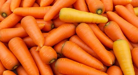 Pile of Fresh Orange and Yellow Carrots with Visible Texture