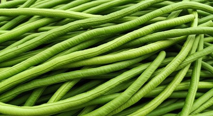 Abundant Pile of Fresh Green Long Beans Ready for Cooking