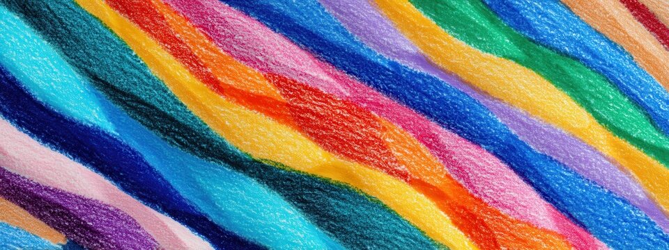 Vertical Row of Vibrant Colored Pencils with Pointillism and Zigzag Patterns: Creativity and Imagination - Powered by Adobe