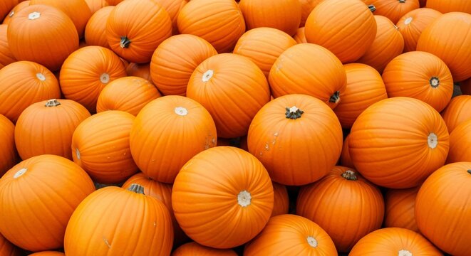 Abundant Pile of Bright Orange Pumpkins with Ribbed Texture