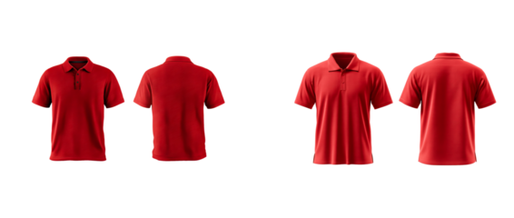 Red Polo Shirt Front Back Views Isolated