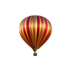 Colorful red hot air balloon isolated on blue sky on white background
