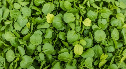 Vibrant Microgreens with Lush Green Leaves and Subtle Yellow Hues