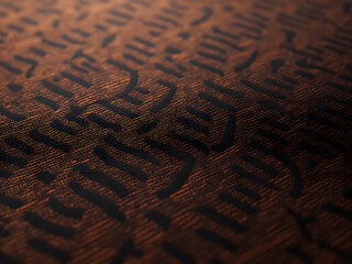 Macro Top-Down Photograph of Copper and Navy Herringbone Fabric Pattern