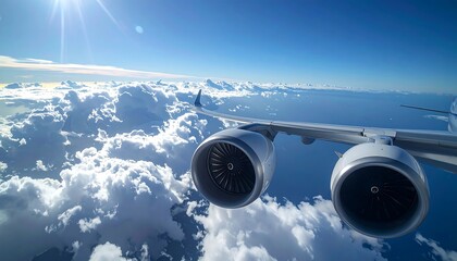 Airplane Flying Above Clouds A Beautiful Aerial Perspective