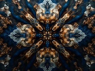 Overhead Macro Photograph of Symmetrical Modern Textile Mosaic Pattern