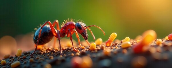 Obraz premium Microscopic ant antenna, sensory hairs in detail, hair, wildlife