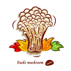 キノコ｜えのきだけをポップで可愛いく描いたイラスト