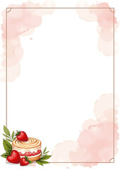 Strawberry Cake Frame A4 Background
