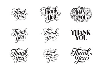 Thank You Decorative Calligraphy and Typography Design Collection – Elegant, Vintage, and Modern Vector Styles