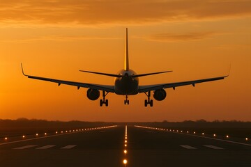 Airplane Aviation Travel Flight Sunset Airport Transportation Journey Sky