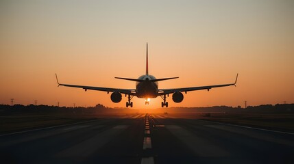 Airplane Aviation Travel Flight Sunset Airport Transportation Journey Sky