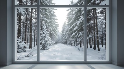 Winter Snow Forest Window Landscape Nature Cold Season Frost Christmas