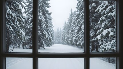 Winter Snow Forest Window Landscape Nature Cold Season Frost Christmas