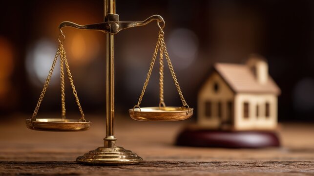 Scales of Justice and House Model: A Legal Dilemma concerning real estate.