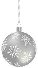 Silver hanging ball with snowflakes festive element