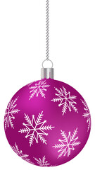Pink hanging festive element christmas ball with snowflakes